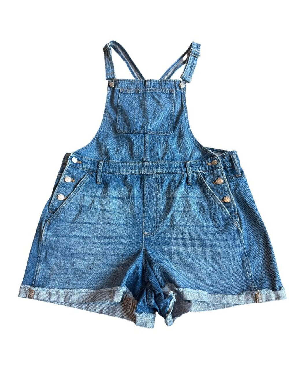 Madewell Medium Wash Overall Cuffed Adjustable Straps Crisscross X-Large Women's